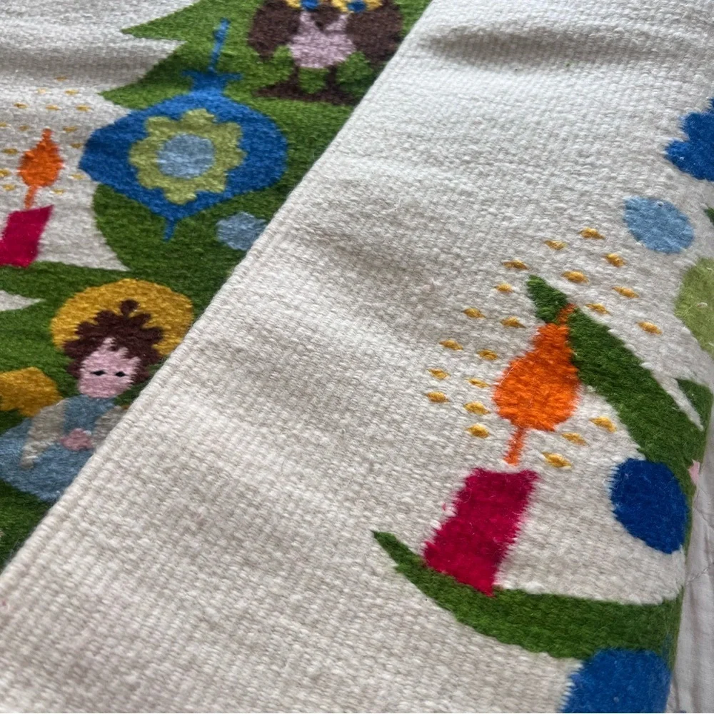 🎄 VTG Handwoven Wool Christmas Tree Wall Hanging 29”x39” WOW Decor
